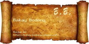 Bakay Bodony névjegykártya